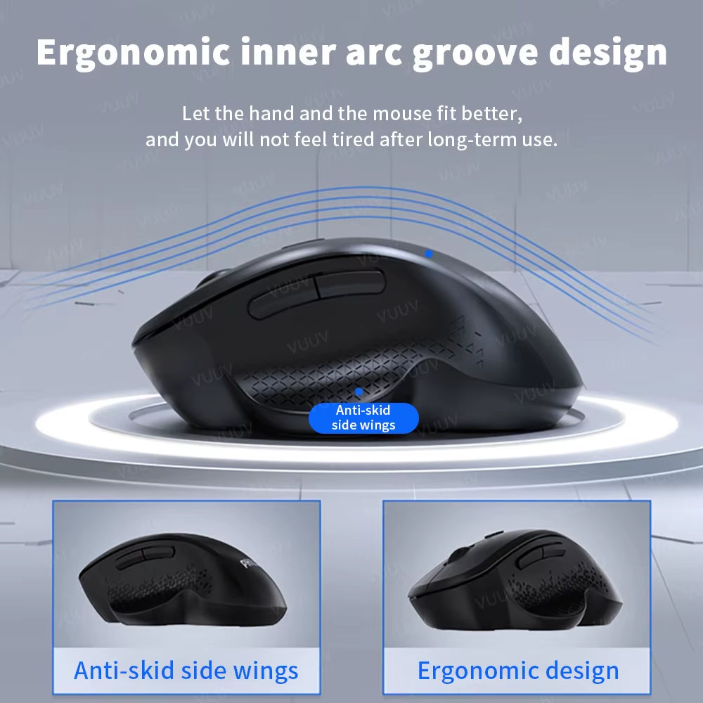 Experience Ultimate Comfort with the Ergonomic Rechargeable Wireless Bluetooth Mouse - Perfect for PC, Laptop, and Macbook with 1600 DPI Precision