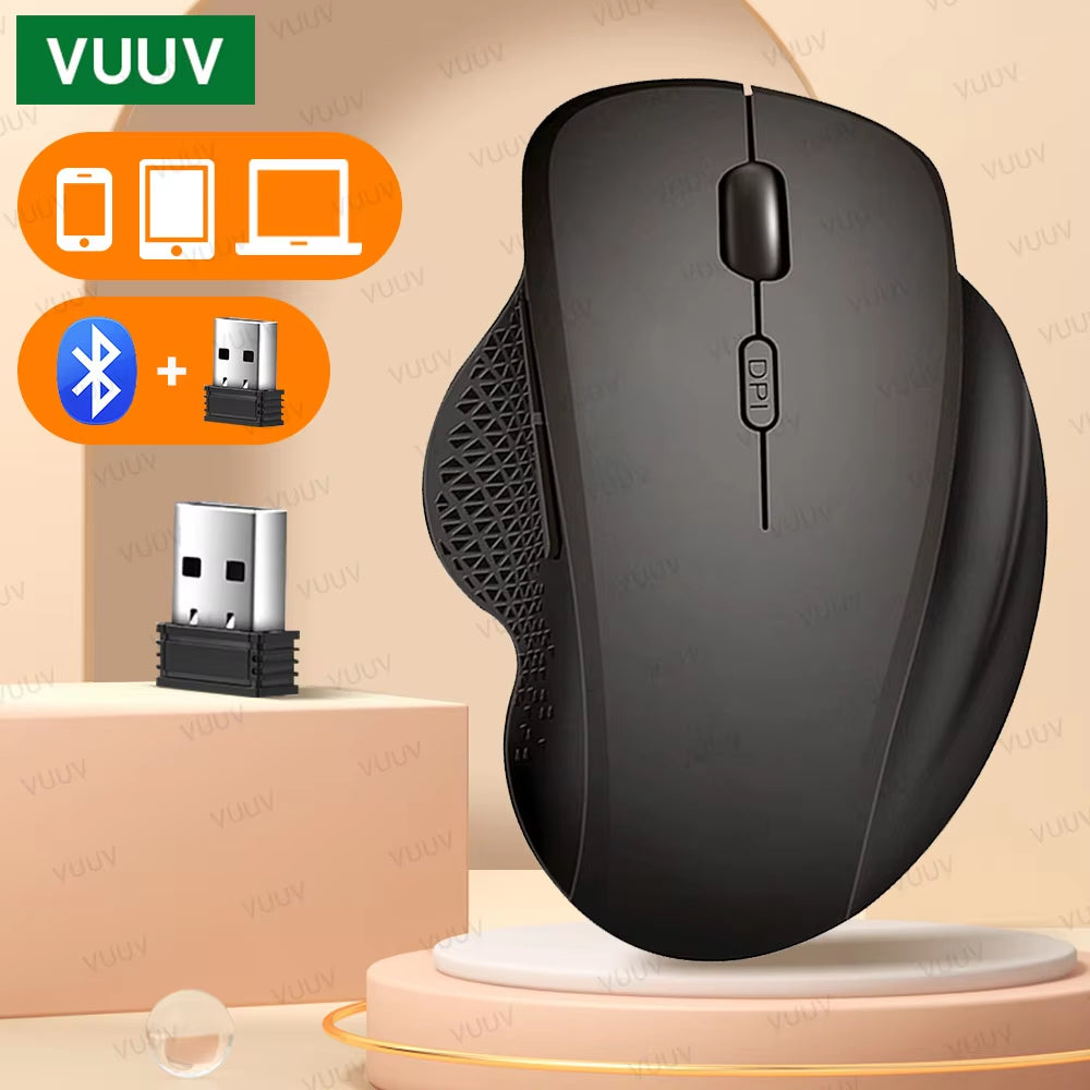 Experience Ultimate Comfort with the Ergonomic Rechargeable Wireless Bluetooth Mouse - Perfect for PC, Laptop, and Macbook with 1600 DPI Precision