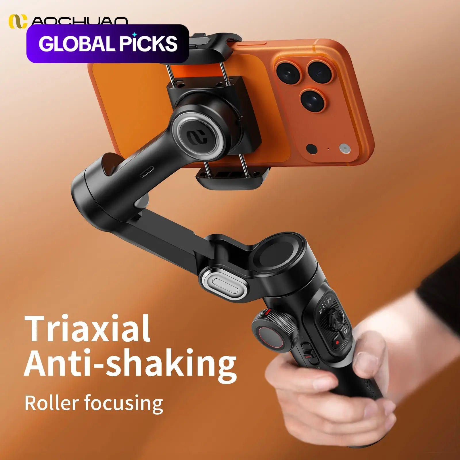 Capture Stunning Videos Anywhere with the Foldable 3-Axis Smartphone Gimbal Stabilizer - Perfect for iPhone 15/14/13/12 Pro Max & Android Vlogging!