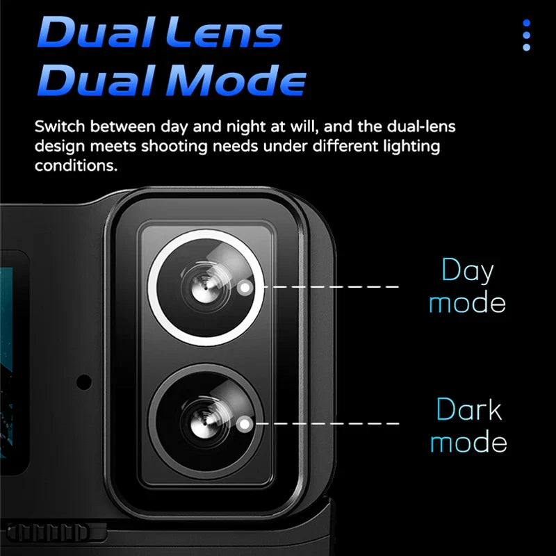 4K Dual-Lens Action Camera Power Stick Included Black