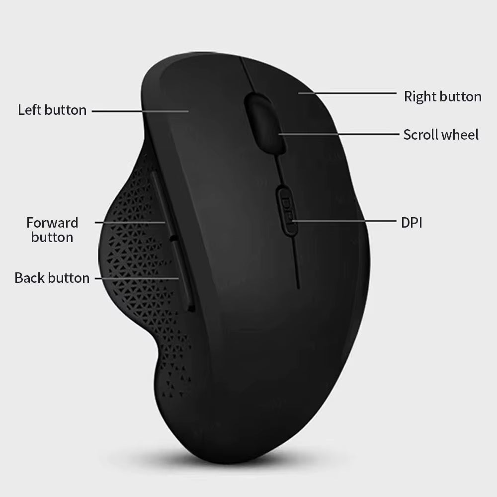 Experience Ultimate Comfort with the Ergonomic Rechargeable Wireless Bluetooth Mouse - Perfect for PC, Laptop, and Macbook with 1600 DPI Precision